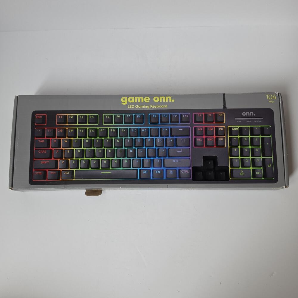 ONN LED Gaming Keyboard Wired Backlit 5 Colors USB 2023 Windows Mac